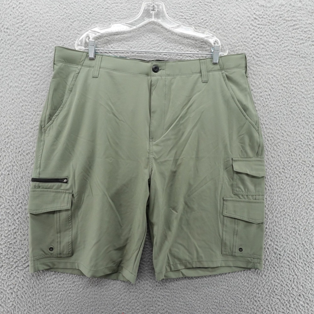 Iron Co Mens Stretch Tech Cargo Shorts Cactus Green Size 40 11" Inseam NEW